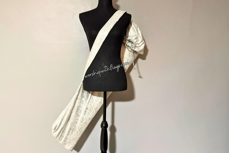 White & Silver Brocade Worship Flag Bag