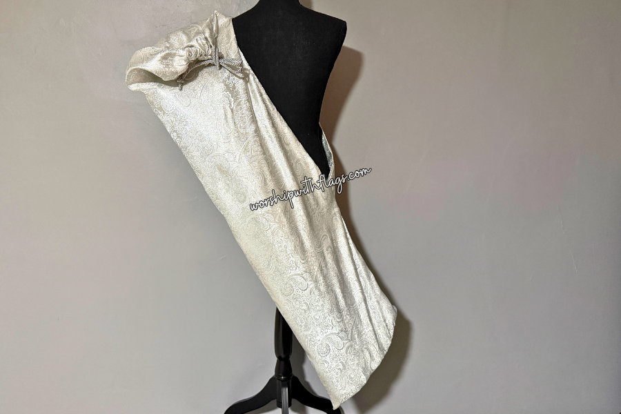 White & Silver Brocade Worship Flag Bag
