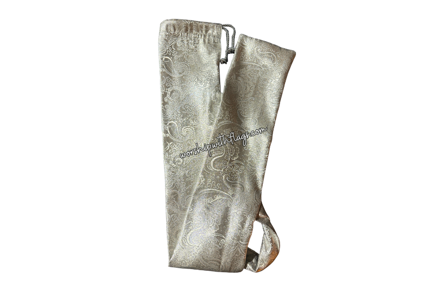 White & Silver Brocade Worship Flag Bag