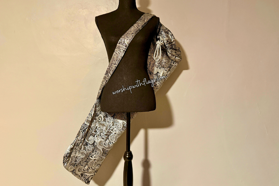 Black & Silver Brocade Worship Flag Bag