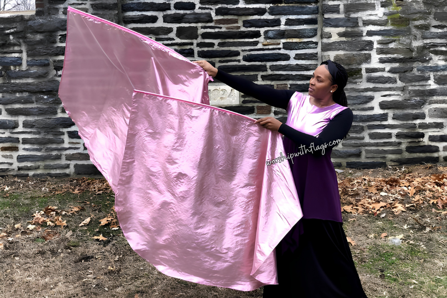Pink Classic Lamé Large Angel Wing Flags