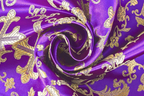 Dark Purple & Gold Brocade Cross Worship Flag Bag