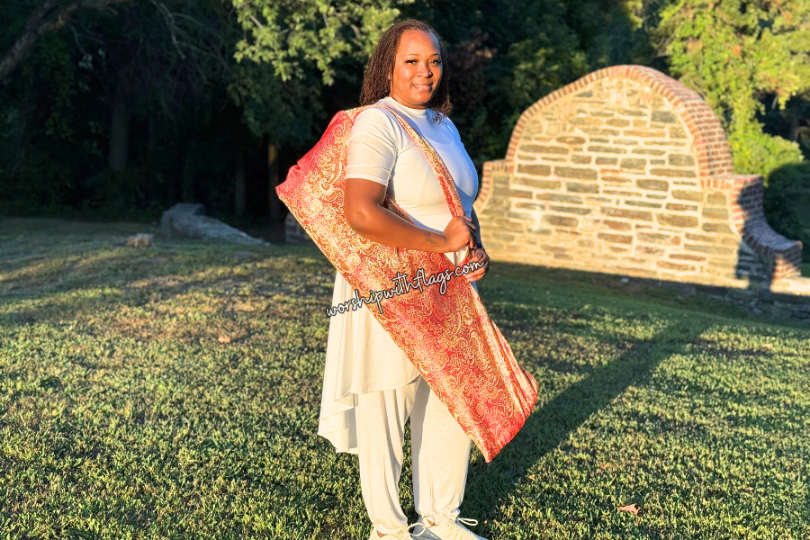 Red & Gold Brocade Worship Flag Bag