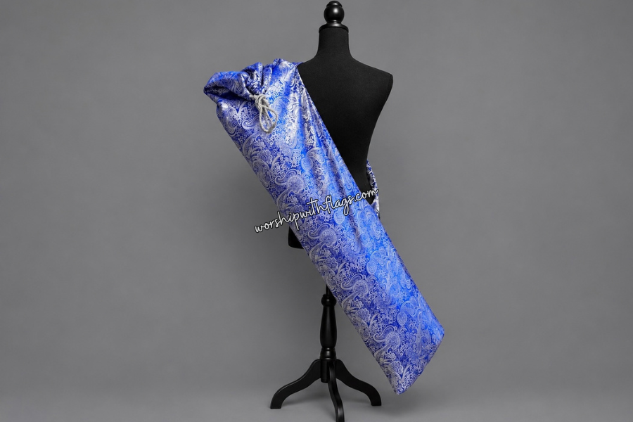 Royal Blue & Silver Brocade Worship Flag Bag