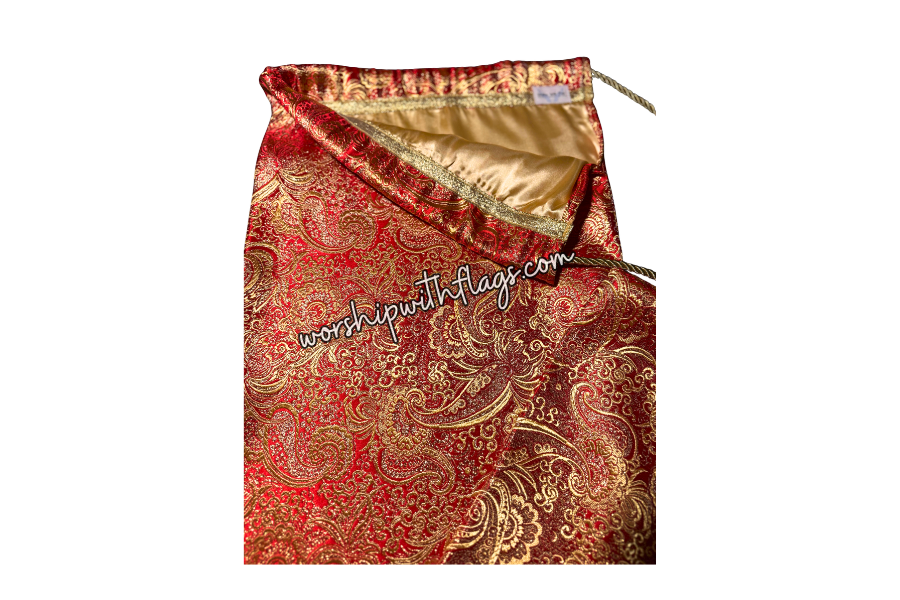Red & Gold Brocade Worship Flag Bag