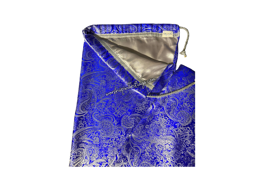 Royal Blue & Silver Brocade Worship Flag Bag
