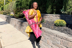 Fuchsia & Gold Brocade Cross Worship Flag Bag