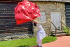 Red Metallic Lamé Angel Wing Flags