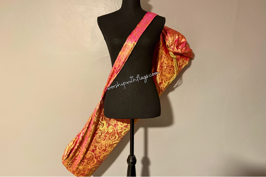 Fuchsia & Gold Brocade Worship Flag Bag