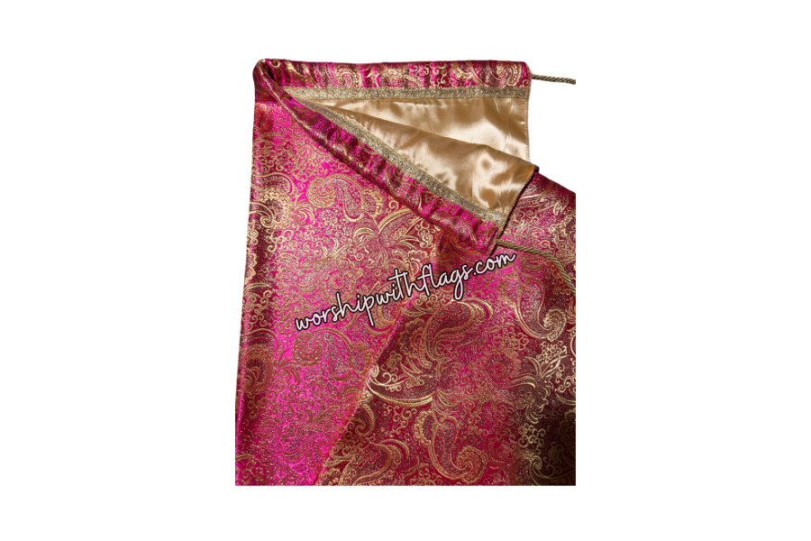 Fuchsia & Gold Brocade Worship Flag Bag
