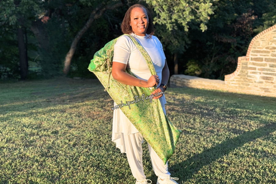 Green & Gold Brocade Worship Flag Bag
