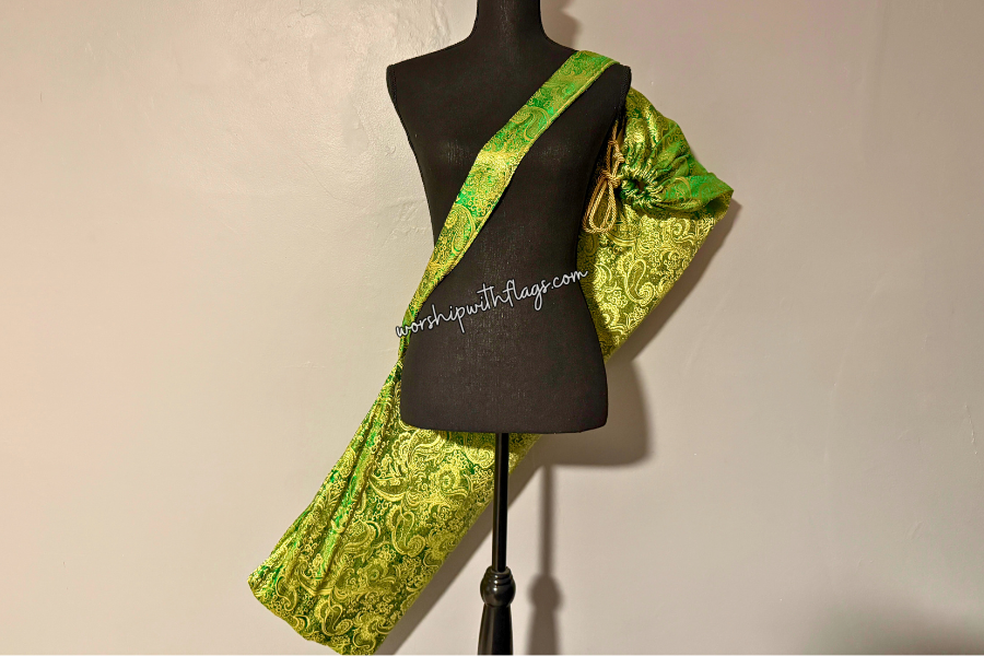 Green & Gold Brocade Worship Flag Bag