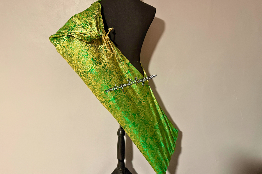 Green & Gold Brocade Worship Flag Bag