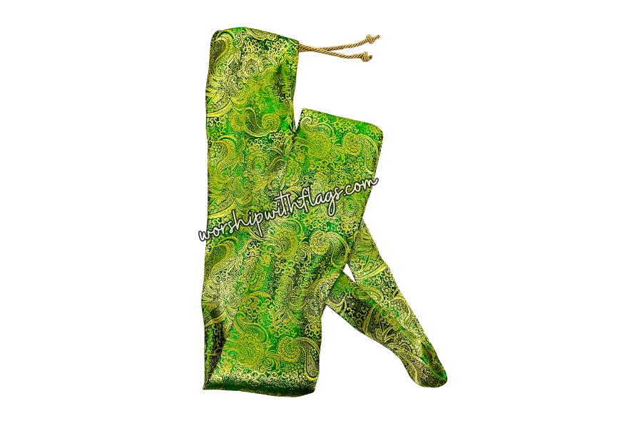 Green & Gold Brocade Worship Flag Bag