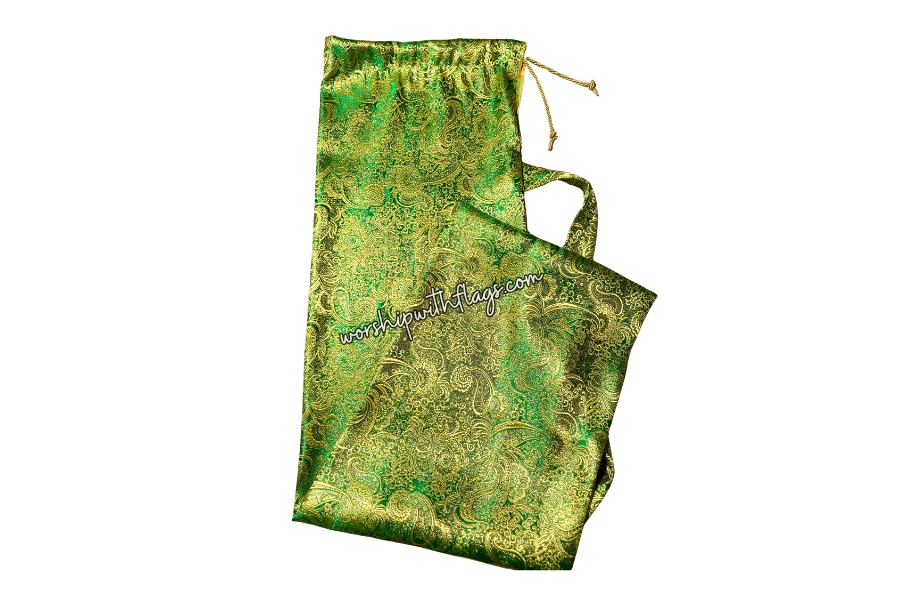 Green & Gold Brocade Worship Flag Bag