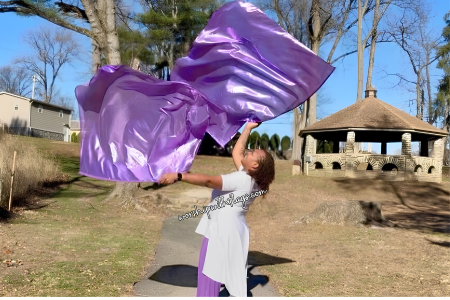 Purple Classic Lamé Large Angel Wing Flags