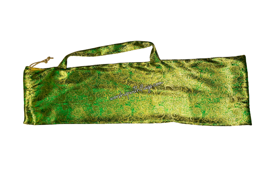 Green & Gold Brocade Worship Flag Bag