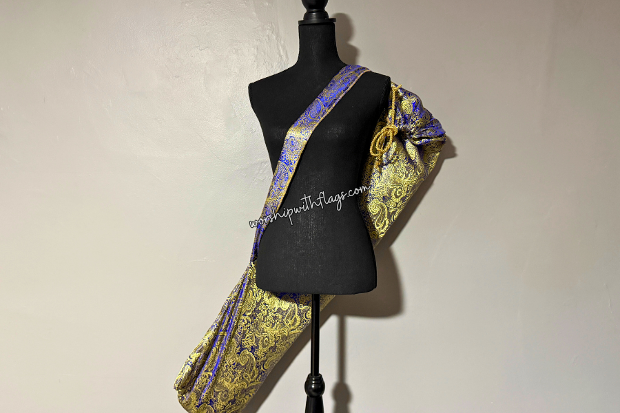 Royal Blue & Gold Brocade Worship Flag Bag
