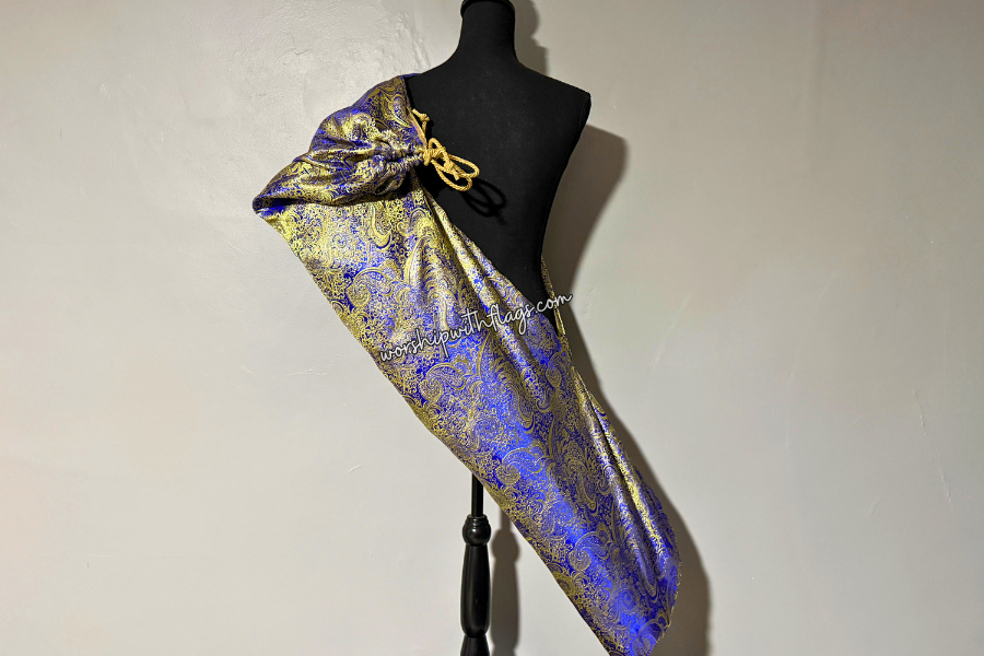 Royal Blue & Gold Brocade Worship Flag Bag