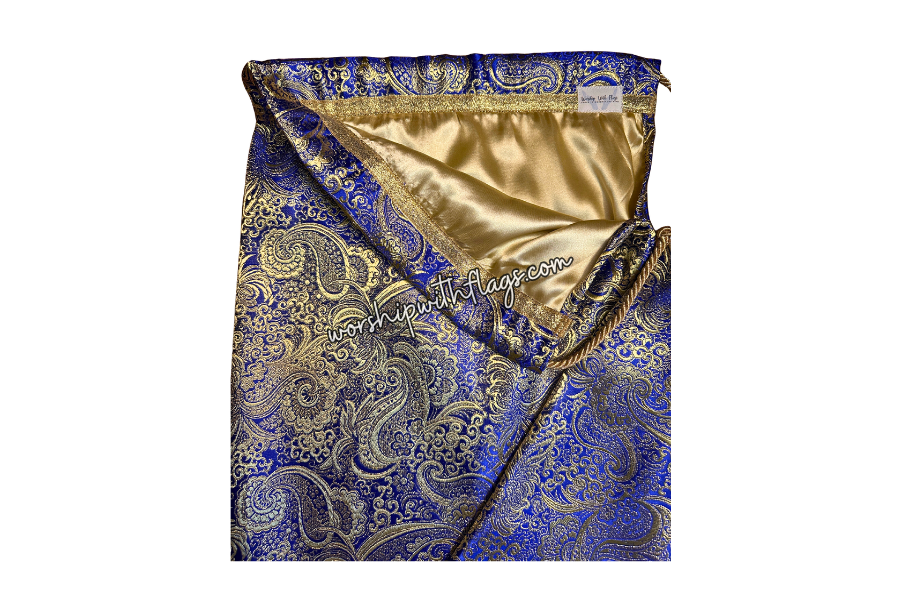 Royal Blue & Gold Brocade Worship Flag Bag