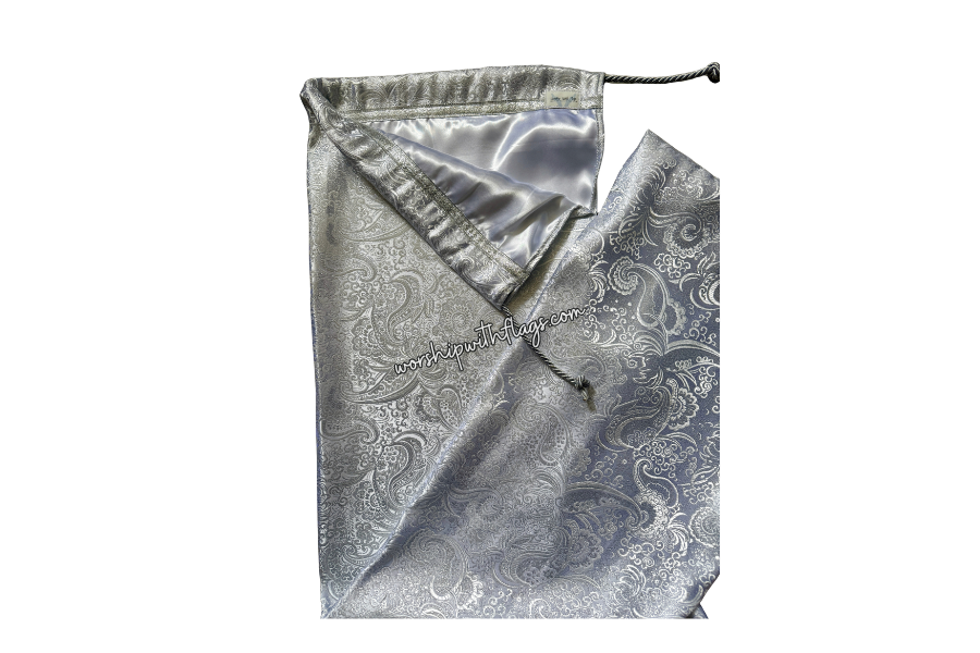 White & Silver Brocade Worship Flag Bag