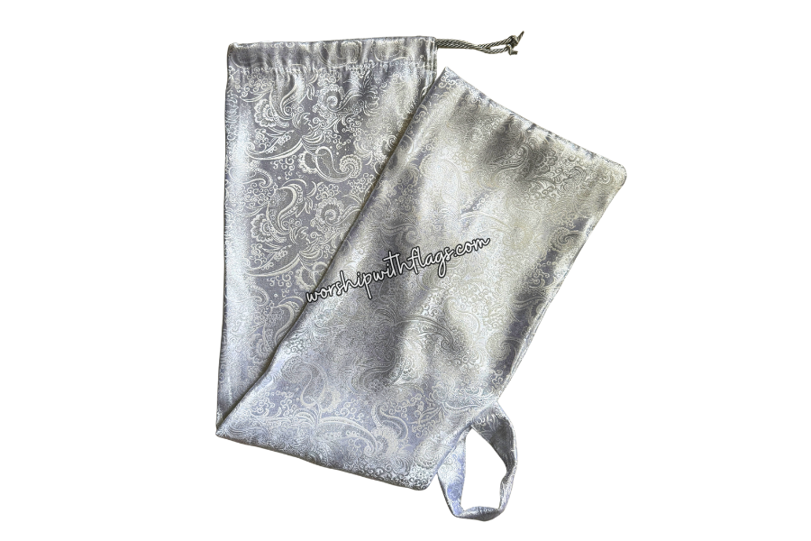 White & Silver Brocade Worship Flag Bag