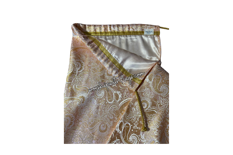 Pink & Gold Brocade Worship Flag Bag