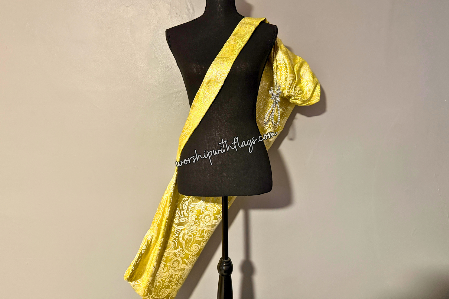 Yellow & Silver Brocade Worship Flag Bag