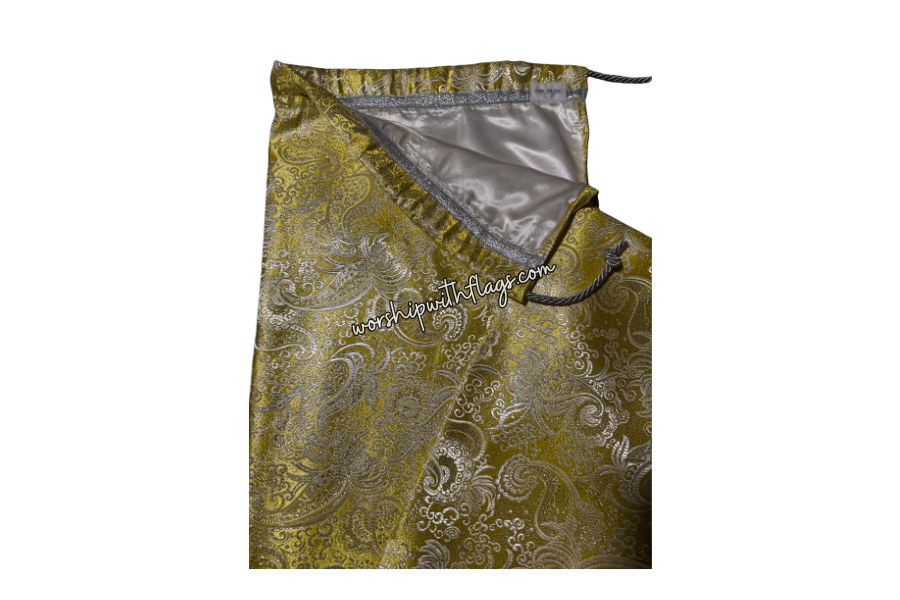 Yellow & Silver Brocade Worship Flag Bag