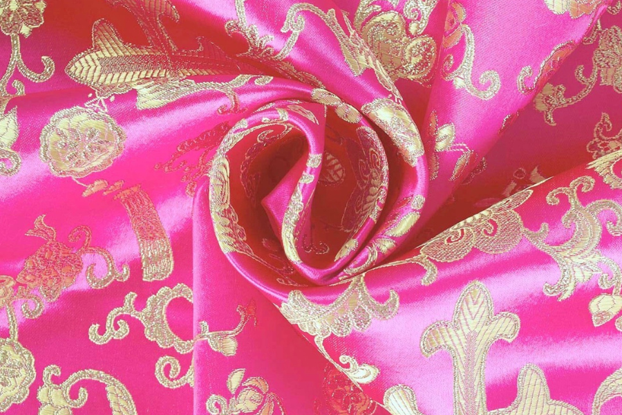 Fuchsia & Gold Brocade Cross Worship Flag Bag