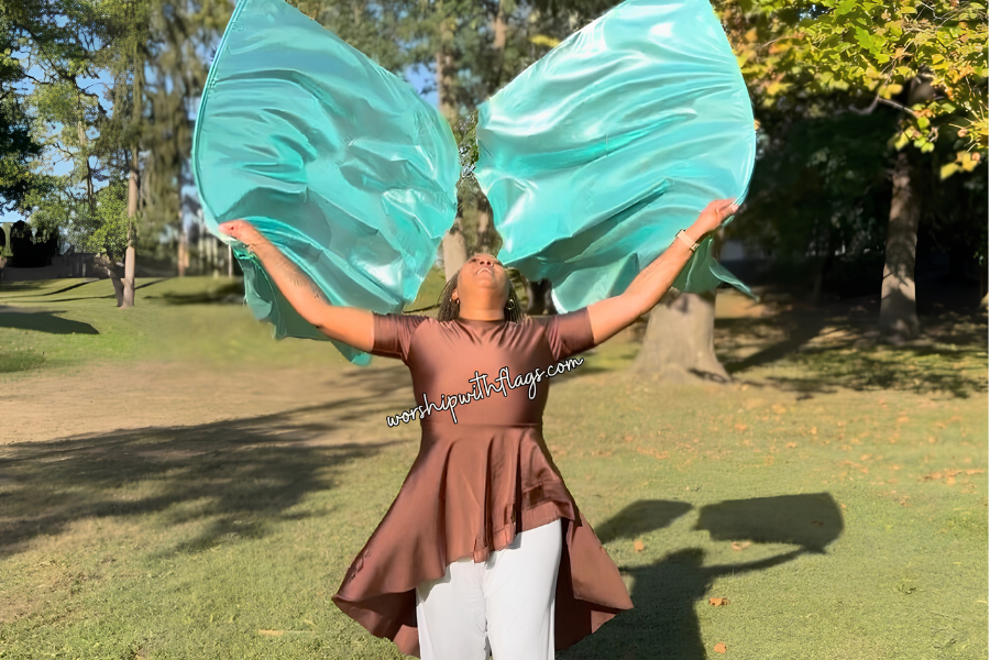 Sea Green Classic Lamé Large Angel Wing Flags