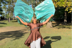Sea Green Classic Lamé Large Angel Wing Flags