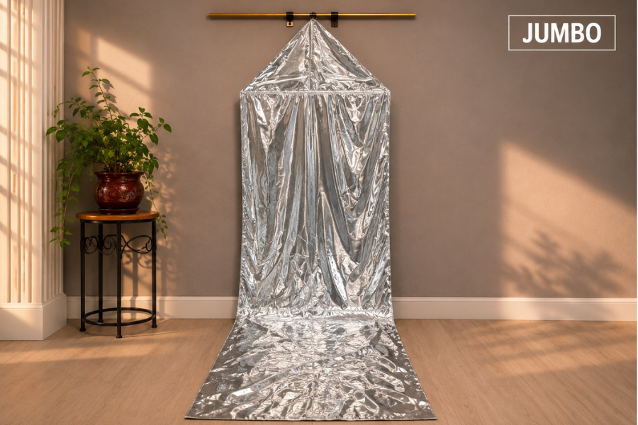 12ft Silver Metallic Lamé Kite Streamer