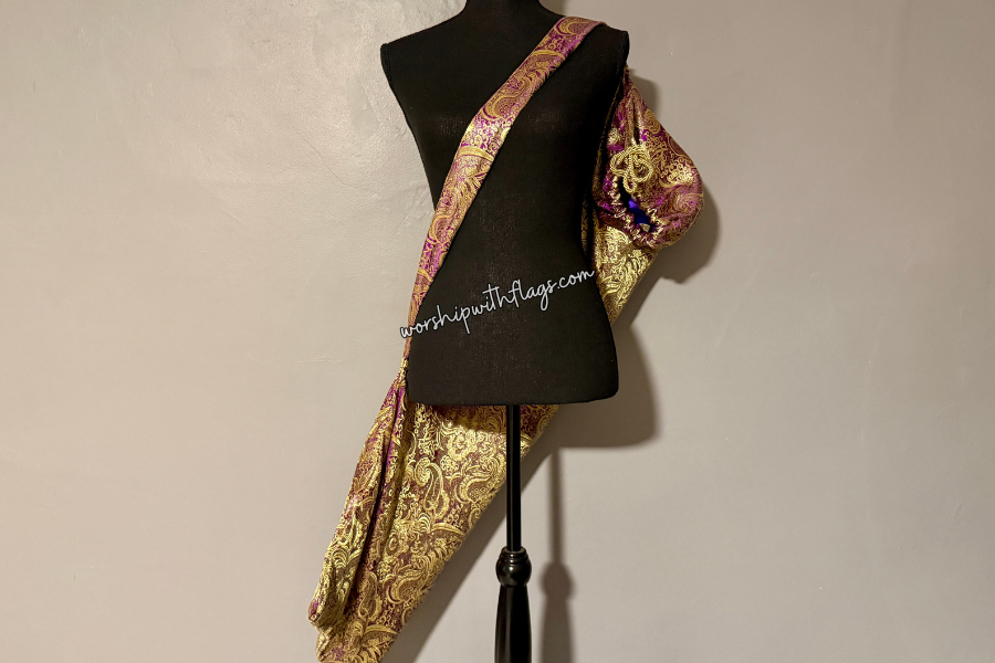 Purple & Gold Brocade Worship Flag Bag