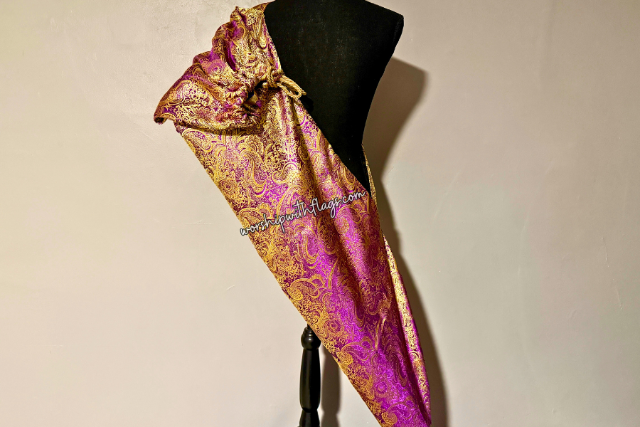 Purple & Gold Brocade Worship Flag Bag
