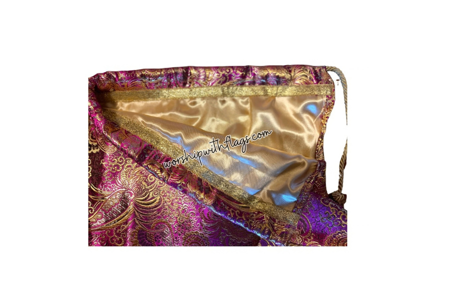 Purple & Gold Brocade Worship Flag Bag
