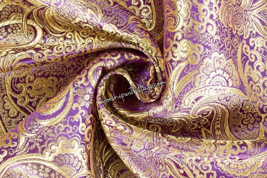 Purple & Gold Brocade Worship Flag Bag