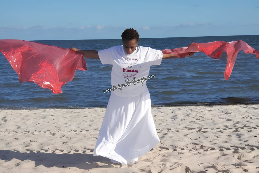 Red Shimmer Worship Flags