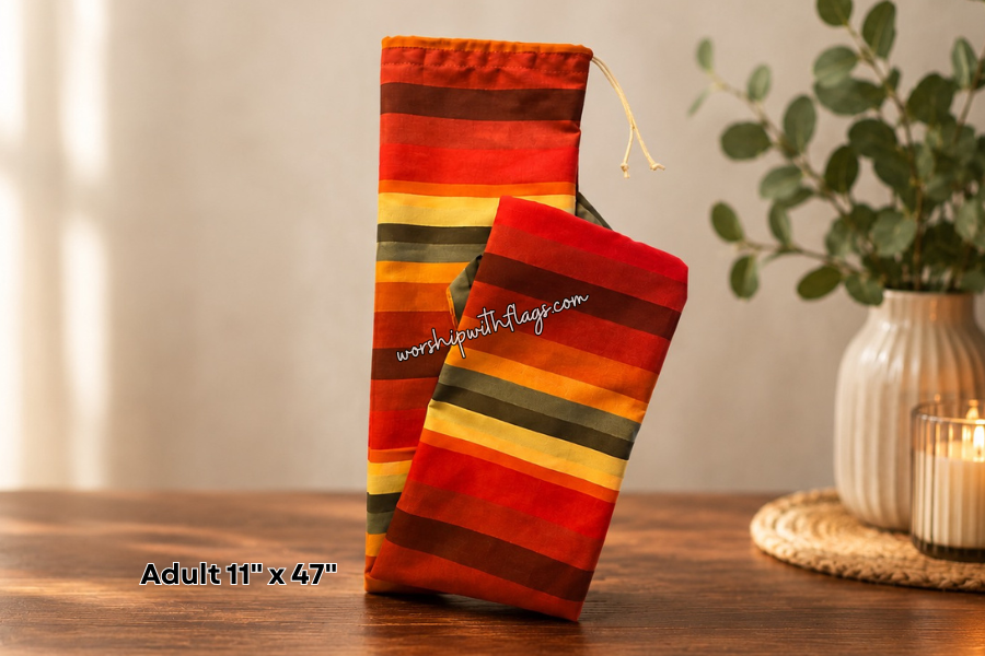 Adult & Child Red Striped Flag Bag for Worship Flags
