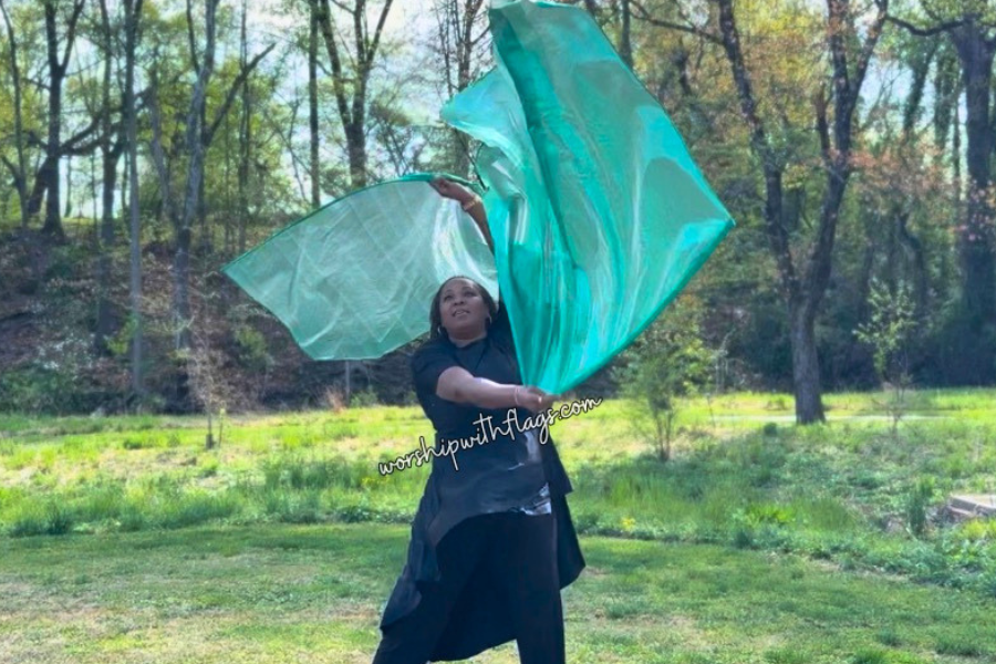 Green Classic Lamé Large Angel Wing Flags