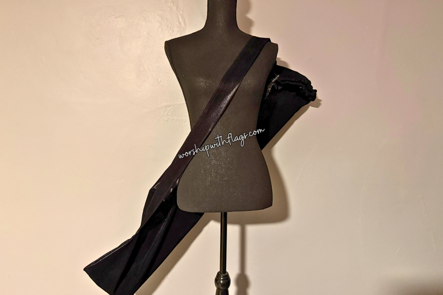 Black Faux Leather Flag Bag for Worship Flags