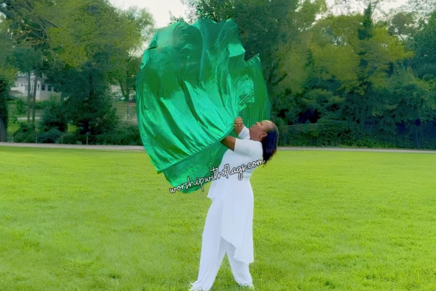 Green Metallic Lamé Angel Wing Flags