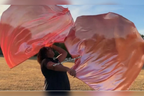 Coral Metallic Lamé Angel Wing Flags