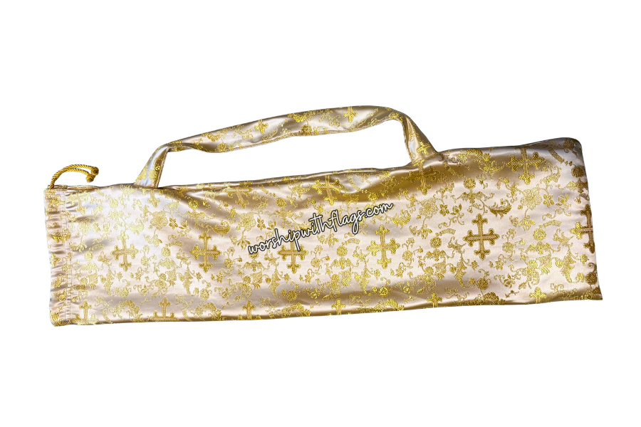 Ivory & Gold Brocade Cross Worship Flag Bag