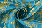 Turquoise & Gold Brocade Cross Worship Flag Bag