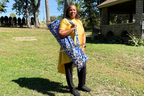 Royal Blue & Gold Brocade Cross Worship Flag Bag