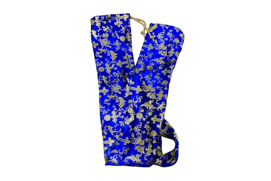 Royal Blue & Gold Brocade Cross Worship Flag Bag