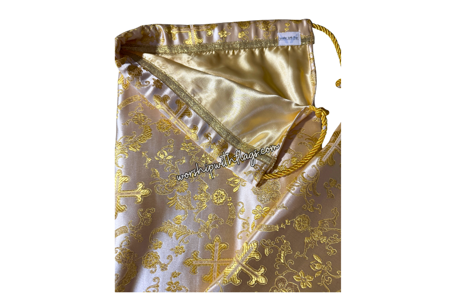 Ivory & Gold Brocade Cross Worship Flag Bag