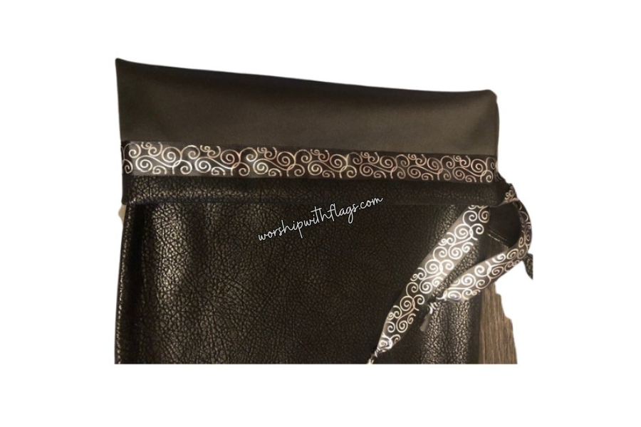 Black Faux Leather Flag Bag for Worship Flags