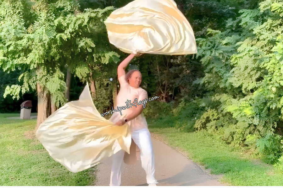 Gold Classic Lamé Large Angel Wing Flags